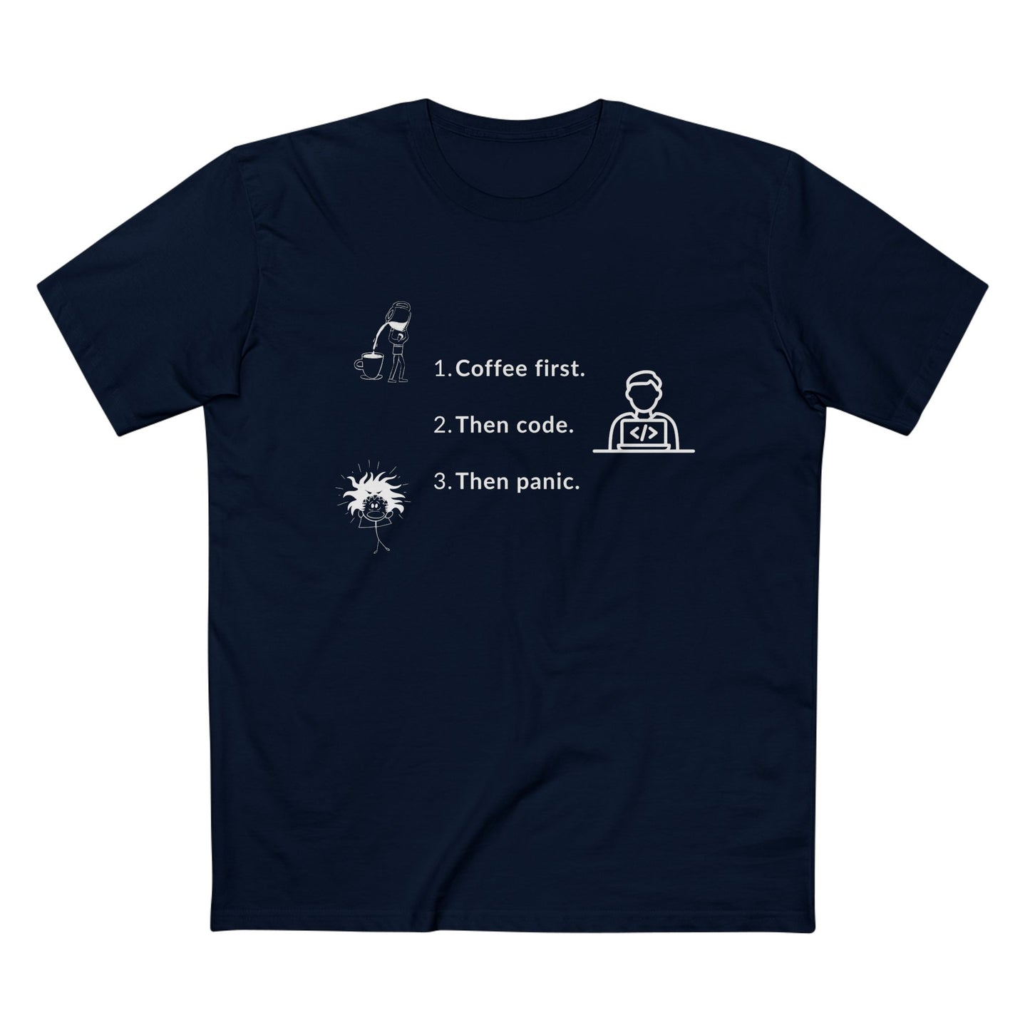 Coffee First. Then Code. Then Panic. Tee