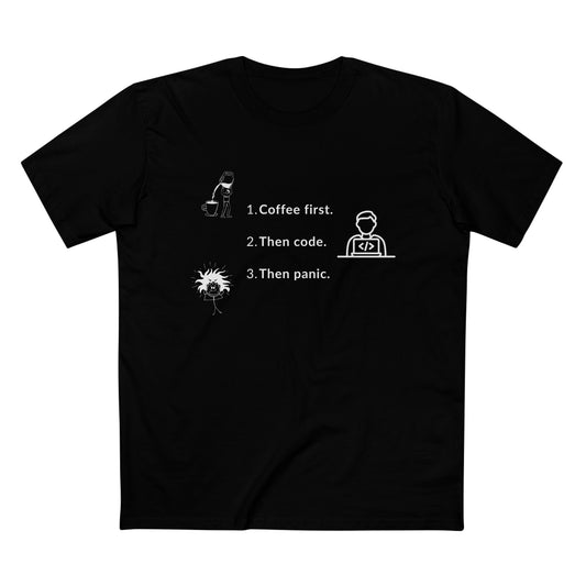 Coffee First. Then Code. Then Panic. Tee