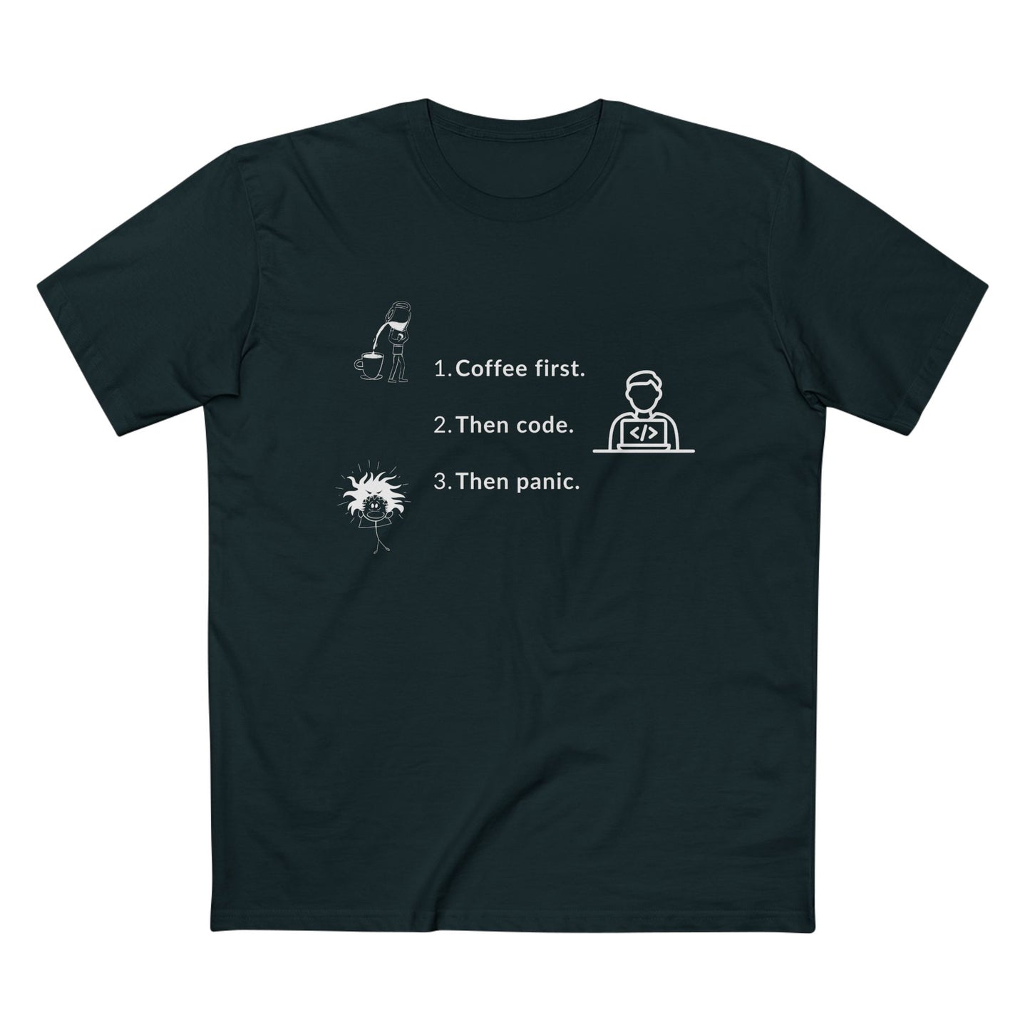 Coffee First. Then Code. Then Panic. Tee