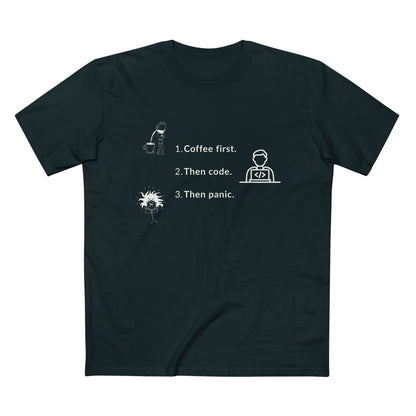 Coffee First. Then Code. Then Panic. Tee